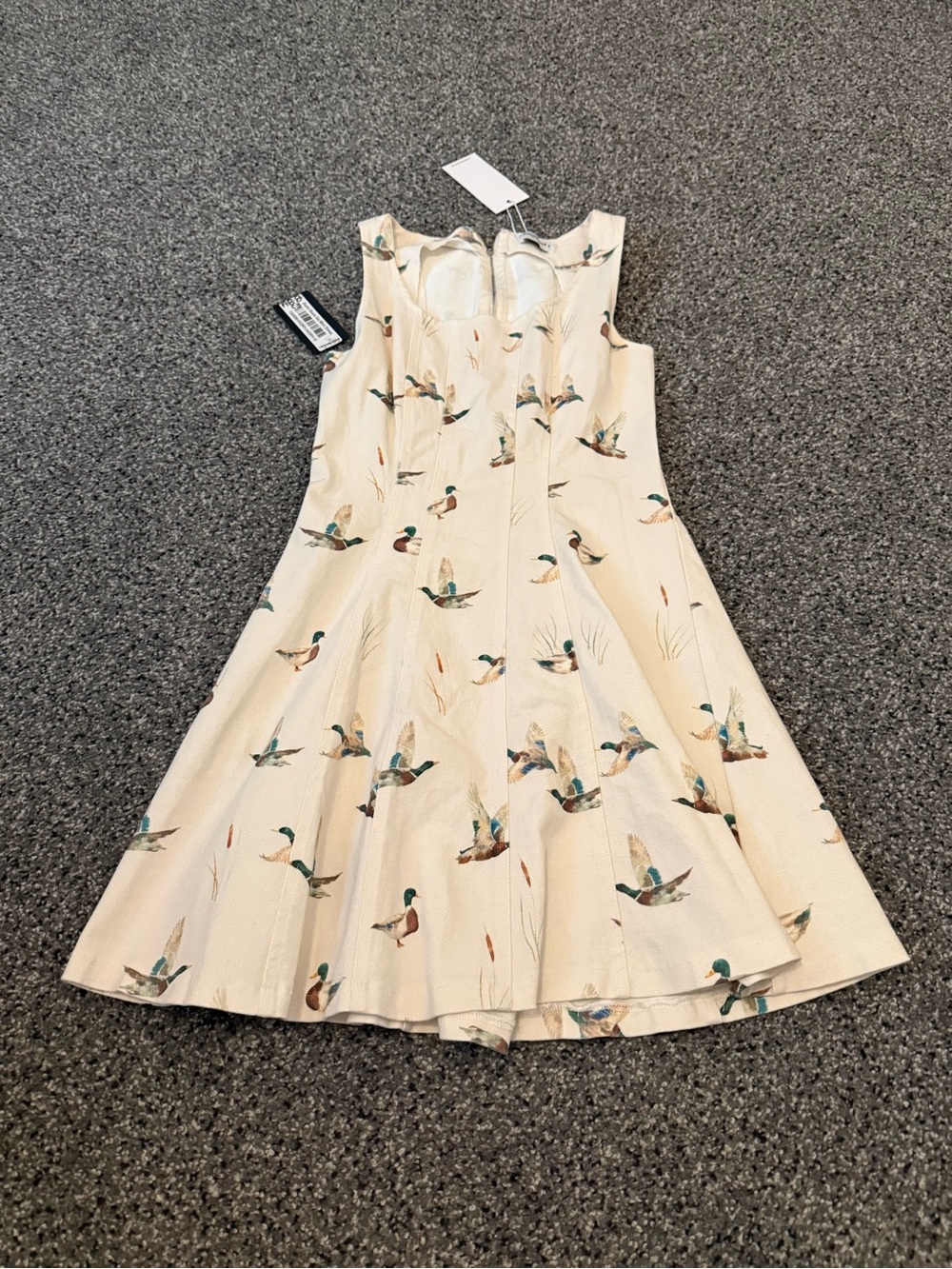 Annie Cream Midi Dress with Duck Print
